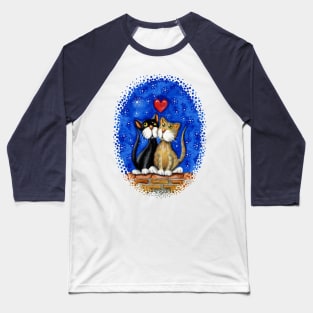 Stargazing Cats Baseball T-Shirt